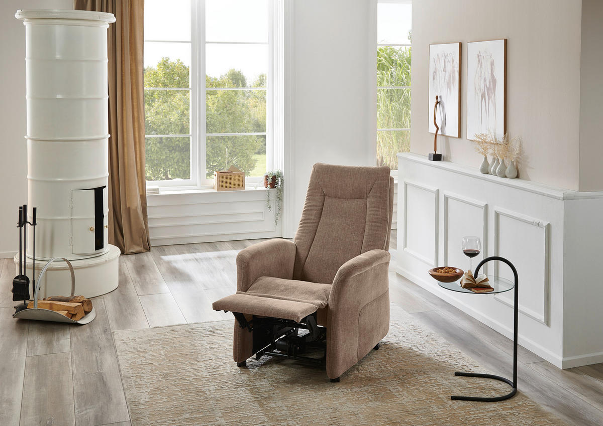 FERNSEHSESSEL in Chenille Beige  - Beige/Grau, Konventionell, Kunststoff/Textil (78/115/90cm) - Hukla