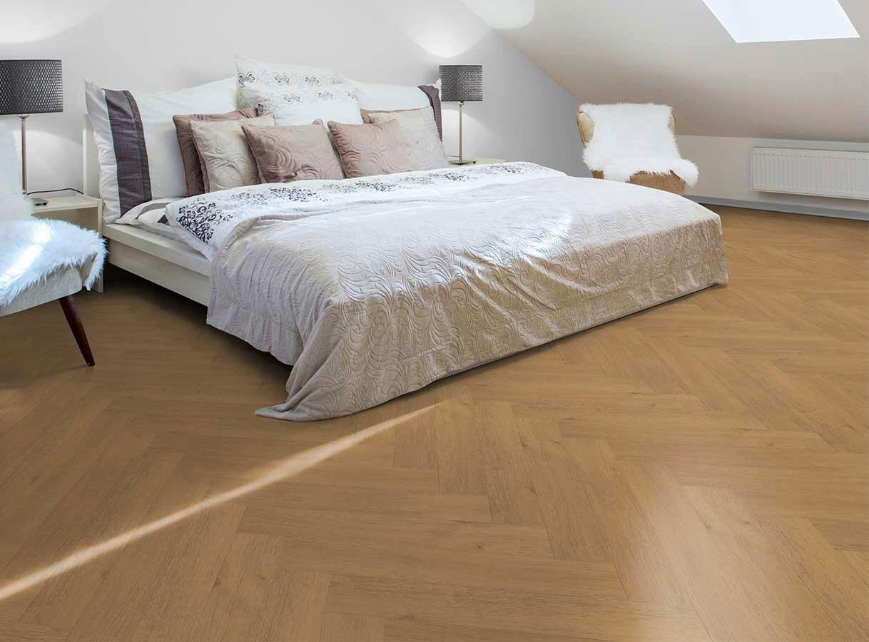 DESIGNBODEN Herringbone  per  m² - Eichefarben, Basics, Kunststoff (72/12/0.8cm)