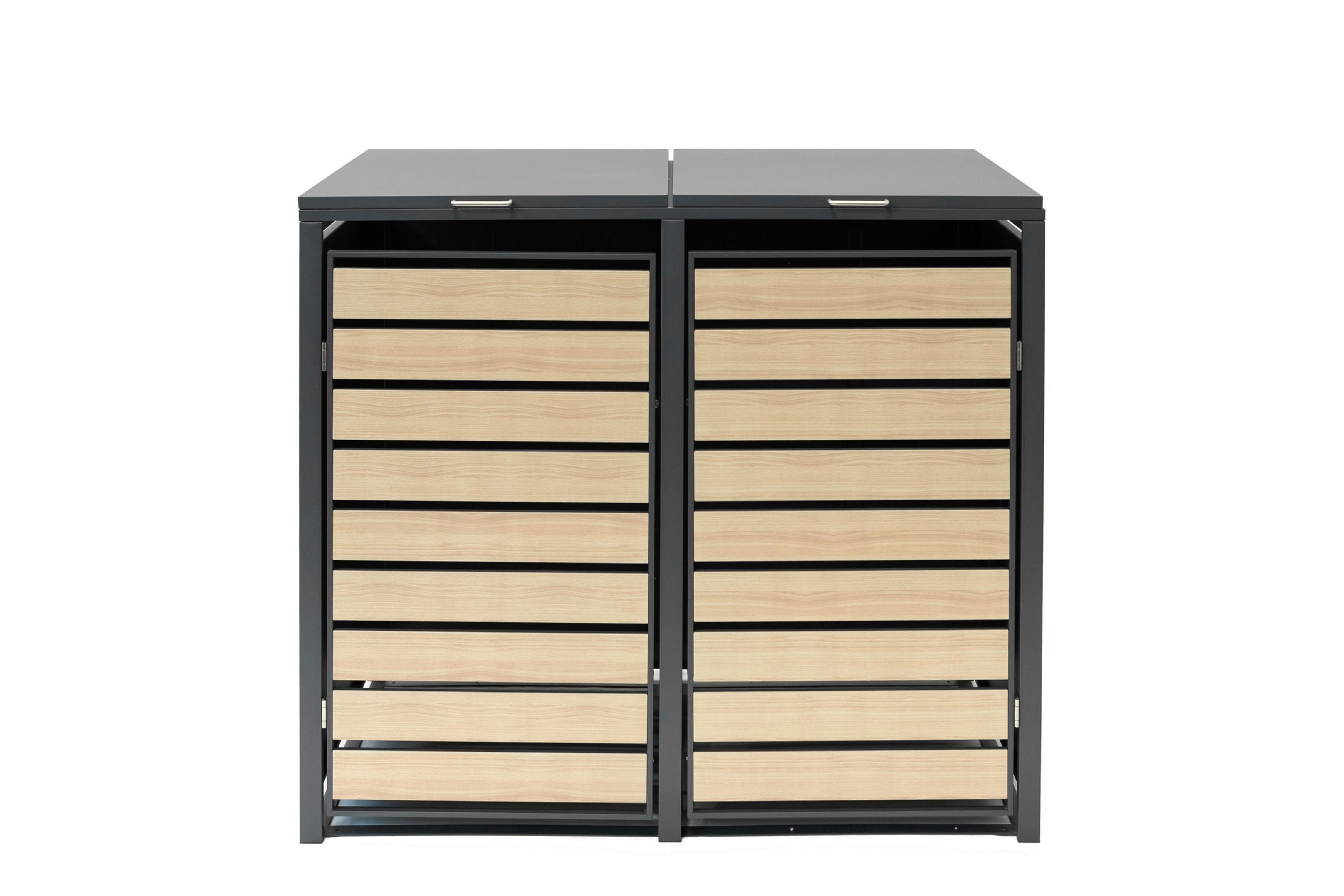 MÜLLTONNENBOX - Anthrazit/Naturfarben, Basics, Metall (80/116/132cm) - Ambia Garden