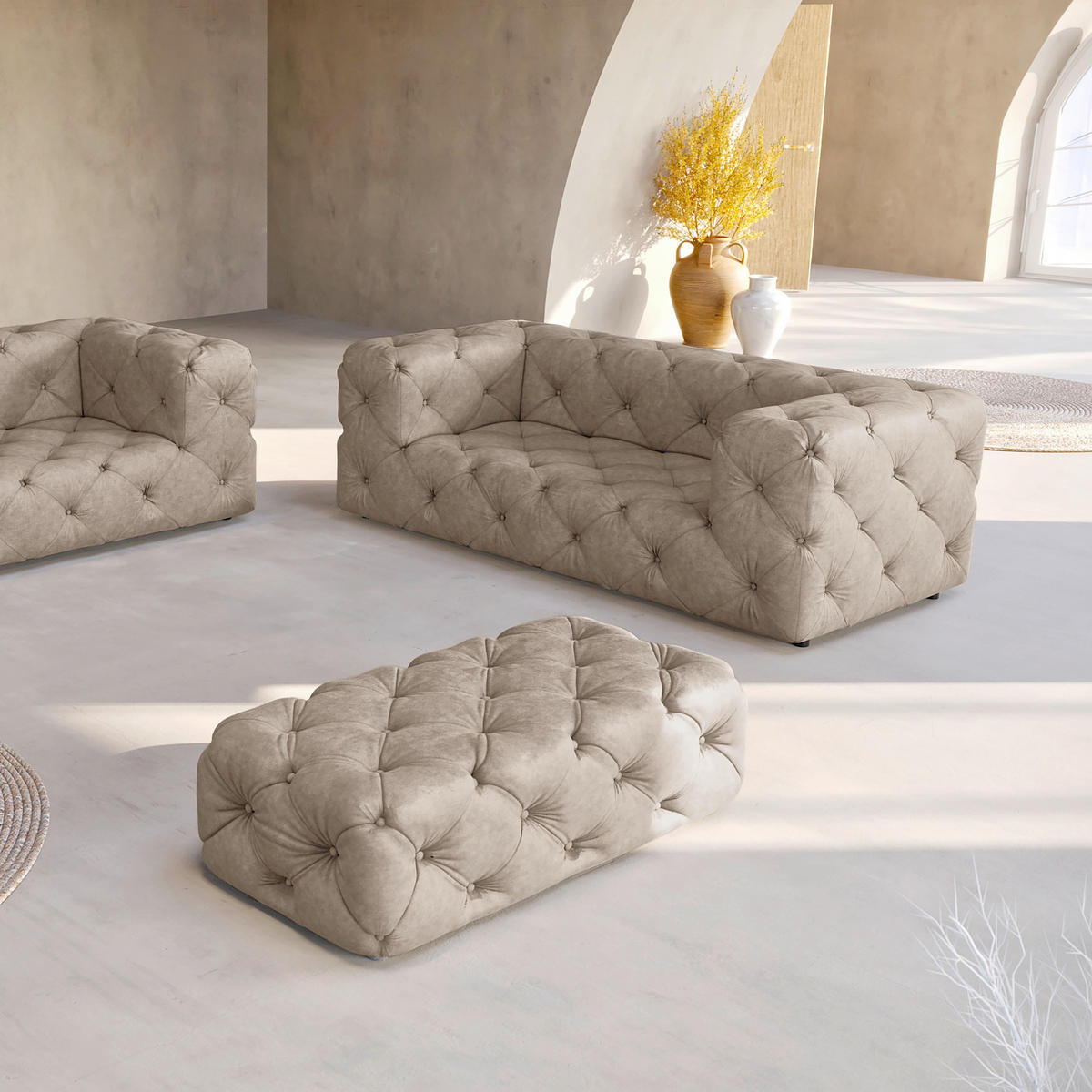 2-SITZER-SOFA Fresco in Mikrofaser Cappuccino  - Schwarz/Cappuccino, Design, Kunststoff/Textil (193/71/100cm) - P & B