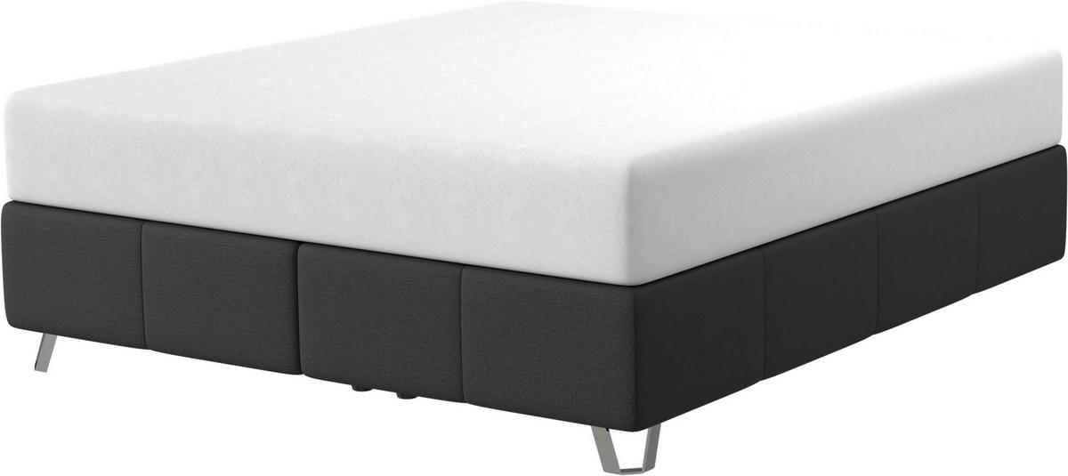 POSTELJA BOXSPRING 180 cm   x 200 cm  , usnje črna  - barve kroma/črna, Design, usnje (180/200cm) - Dieter Knoll