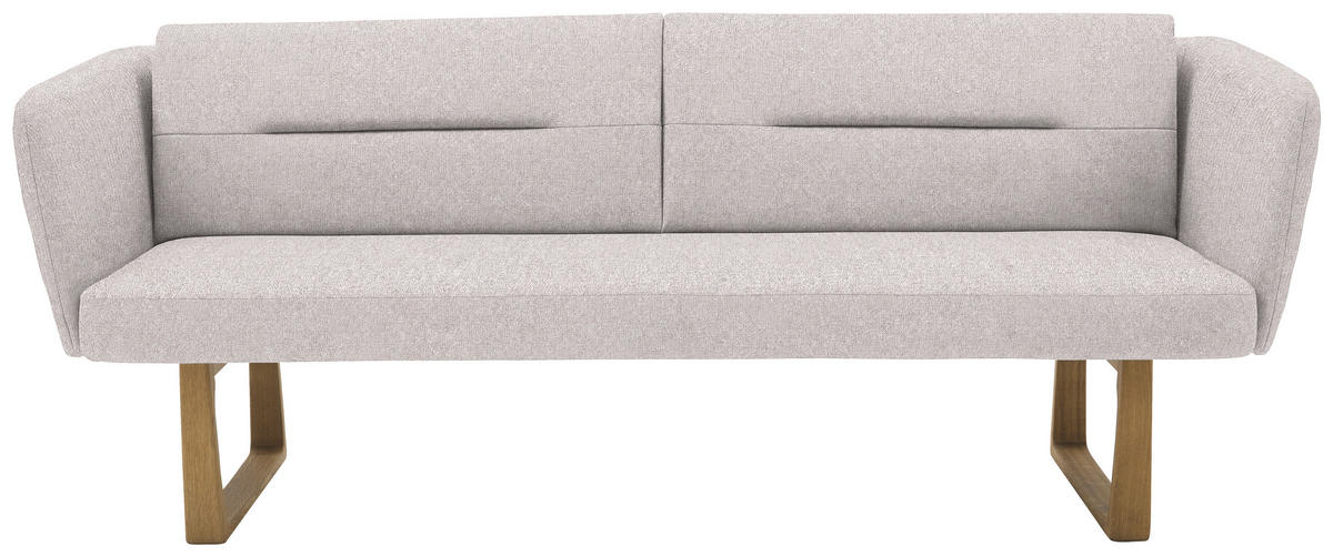 SITZBANK 224/91/69 cm Flachgewebe Hellgrau massiv Holz  - Eichefarben/Hellgrau, Design, Holz/Textil (224/91/69cm) - Valnatura