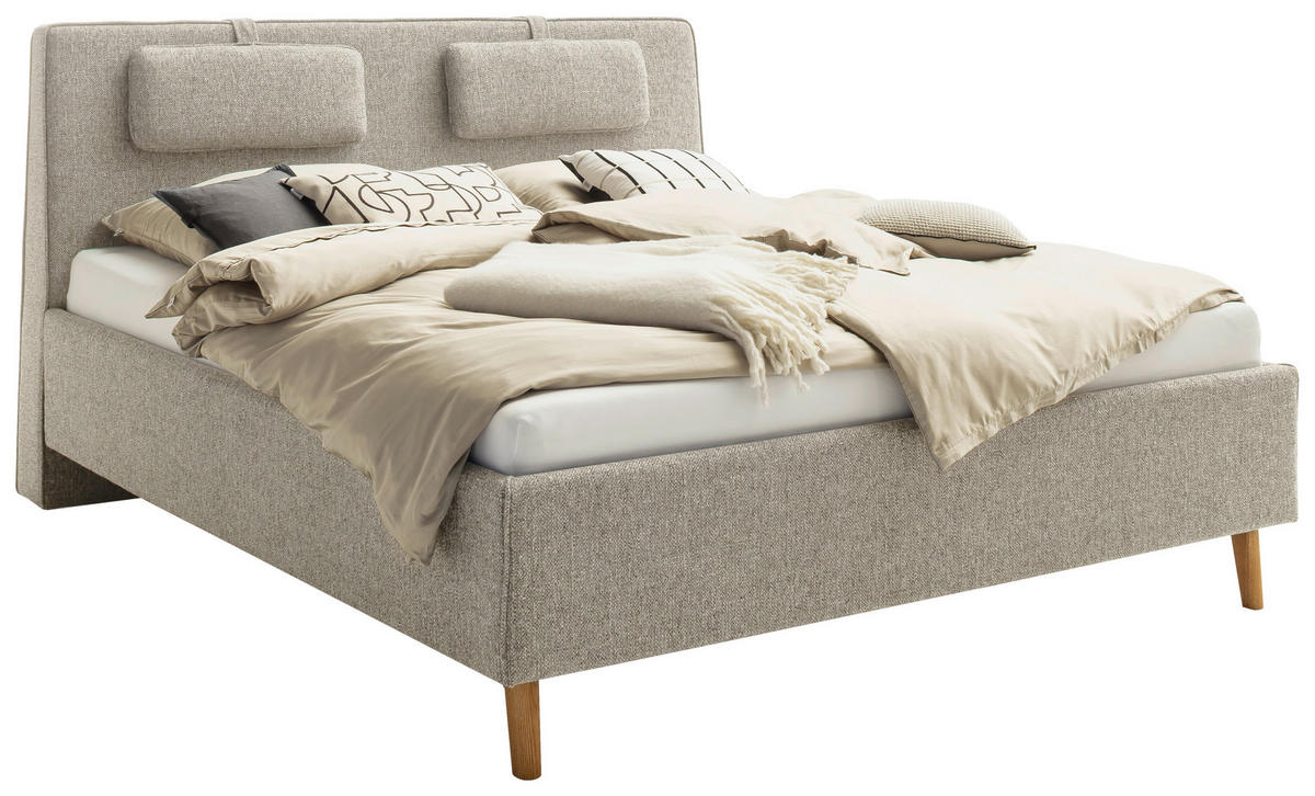 POLSTERBETT 180/200 cm,  in Graubraun,  - Eichefarben/Graubraun, Design, Holz/Textil (180/200cm) - Schöner Wohnen