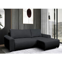 ECKSOFA Schwarz Struktur  - Schwarz, Design, Kunststoff/Textil (250/160cm) - MID.YOU