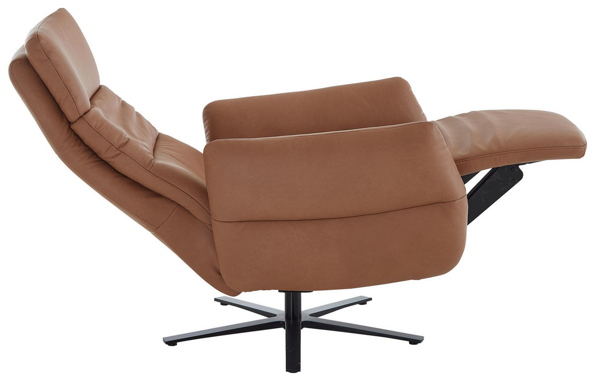 RELAXAČNÍ KŘESLO, kůže, barvy lískového ořechu - černá/barvy lískového ořechu, Design, kov/kůže (82/119/85cm) - Dieter Knoll