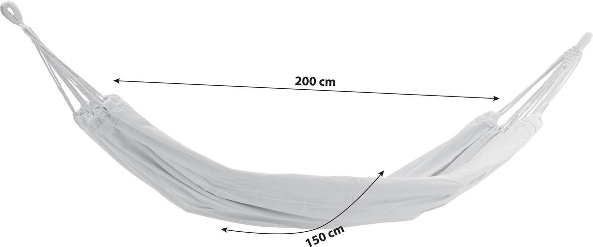 HÄNGEMATTE 150/1/200 cm  - Weiß, KONVENTIONELL, Kunststoff (150/1/200cm) - Gardenson