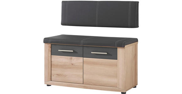 GARDEROBENBANK 90/45/42 cm - Dunkelgrau/Buchefarben, KONVENTIONELL, Holzwerkstoff/Textil (90/45/42cm) - Voleo