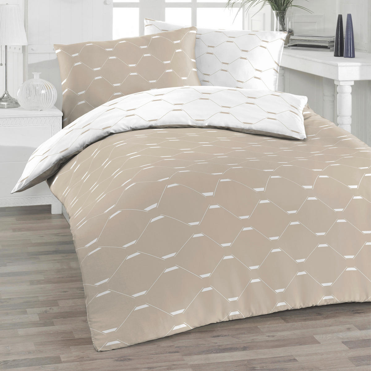 BETTWÄSCHE Renforcé 140/200 cm  - Beige/Weiß, Trend, Textil (140/200cm) - Florella