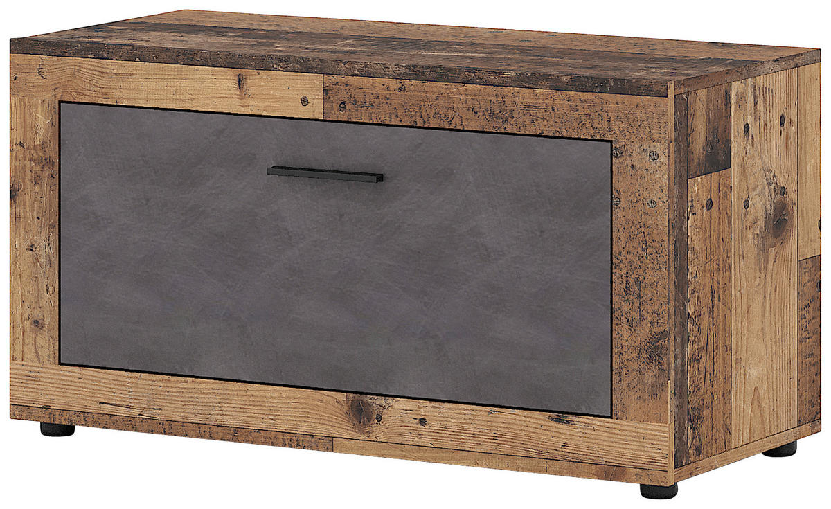 GARDEROBENBANK  in 88,9/48/40 cm  - Alteiche/Schwarz, Design, Holzwerkstoff/Kunststoff (88,9/48/40cm) - MID.YOU