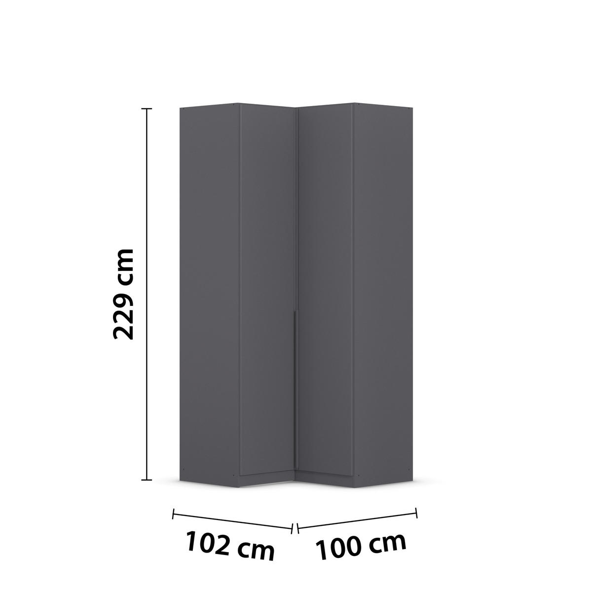 ECKKLEIDERSCHRANK 100/229/102 cm  - Grau, Modern, Holzwerkstoff (100/229/102cm) - Rauch Möbel