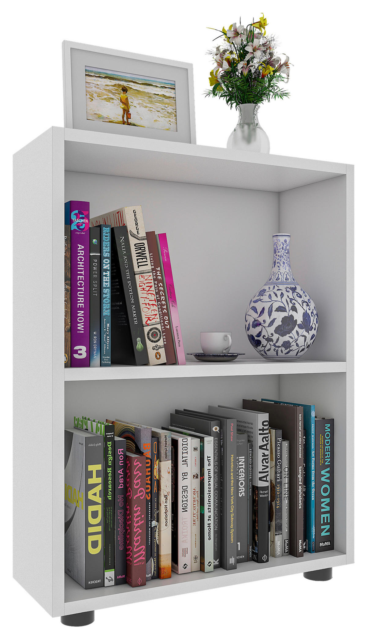 REGAL Weiß  - Schwarz/Weiß, MODERN, Holzwerkstoff/Kunststoff (55/72/20cm) - MID.YOU