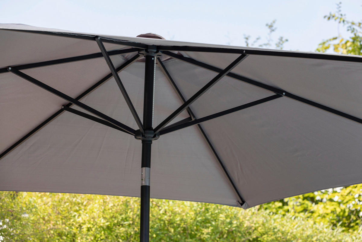SONNENSCHIRM 300 cm  - Grau, KONVENTIONELL, Textil/Metall (300/300cm) - Gardenson