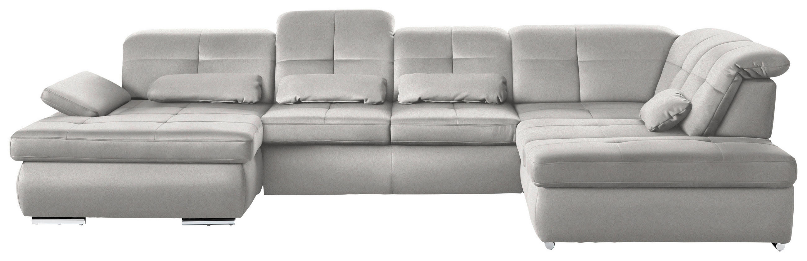 WOHNLANDSCHAFT  in Mikrofaser Creme  - Chromfarben/Creme, Design, Textil (195/371/260cm) - Beldomo Style