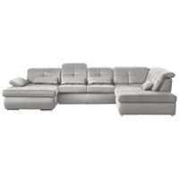 WOHNLANDSCHAFT  in Mikrofaser Creme  - Chromfarben/Creme, Design, Textil (195/371/260cm) - Beldomo Style