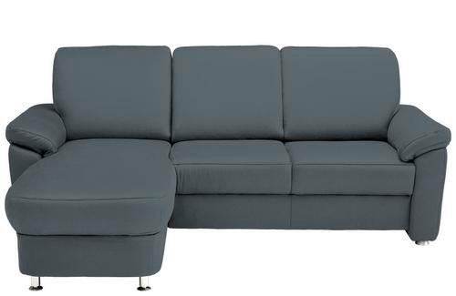 ECKSOFA Blau Flachgewebe  - Chromfarben/Blau, KONVENTIONELL, Textil/Metall (163/220cm) - Beldomo System