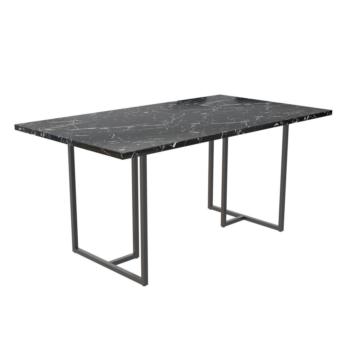 ESSTISCH in Metall, Holzwerkstoff 160/90/75 cm  - Schwarz, Design, Holzwerkstoff/Metall (160/90/75cm) - MID.YOU