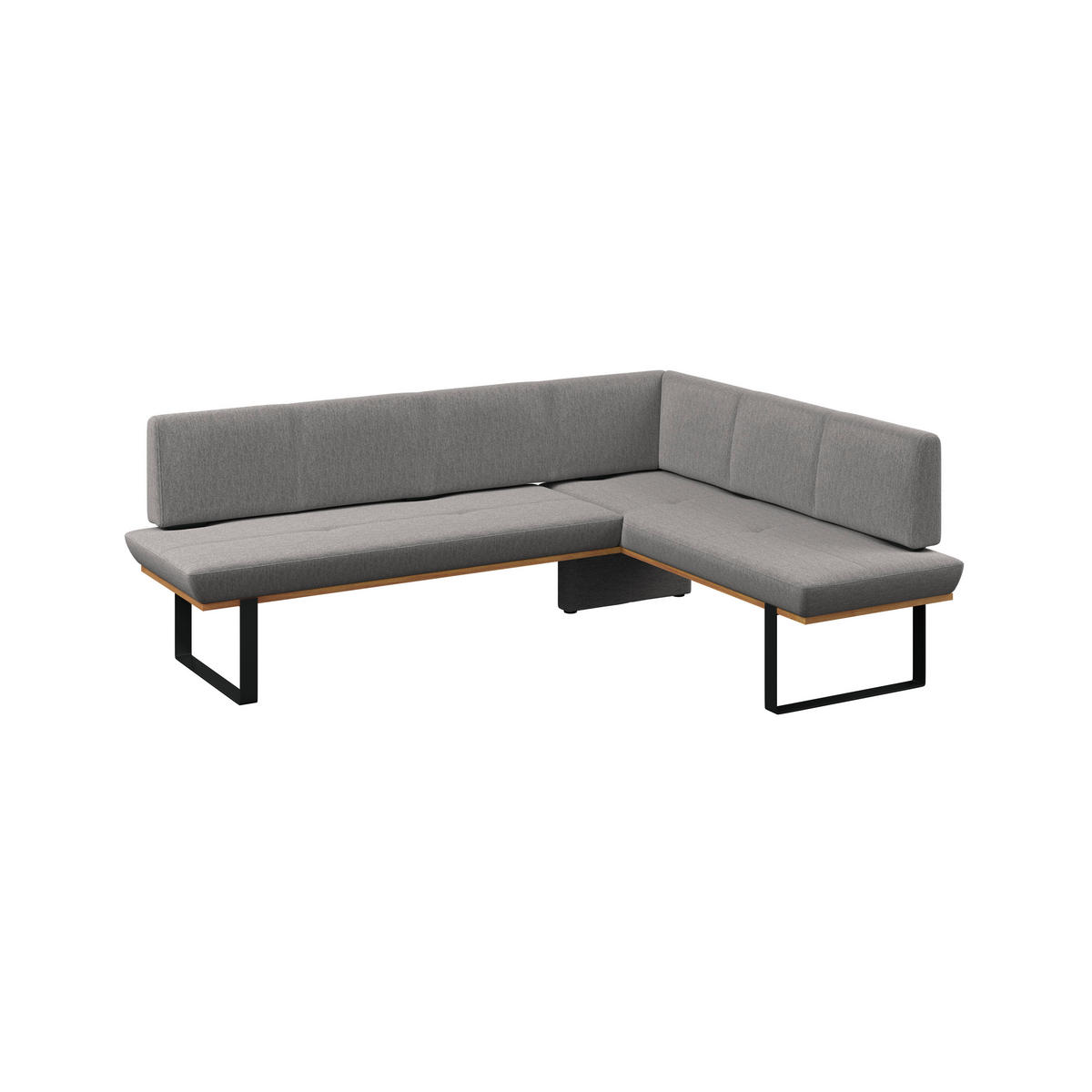 ECKBANK 225/175 cm Webstoff Grau Eiche vollmassiv   - Schwarz/Grau, MODERN, Holz/Textil (225/175cm) - Livetastic