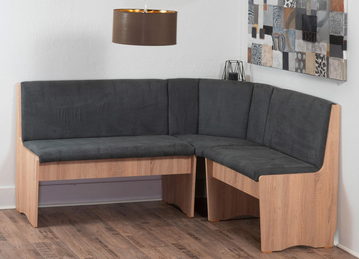 ECKBANKGRUPPE Mikrofaser Grau, Sonoma Eiche  - Grau/Sonoma Eiche, KONVENTIONELL, Holz/Textil (165/89/125cm) - MID.YOU