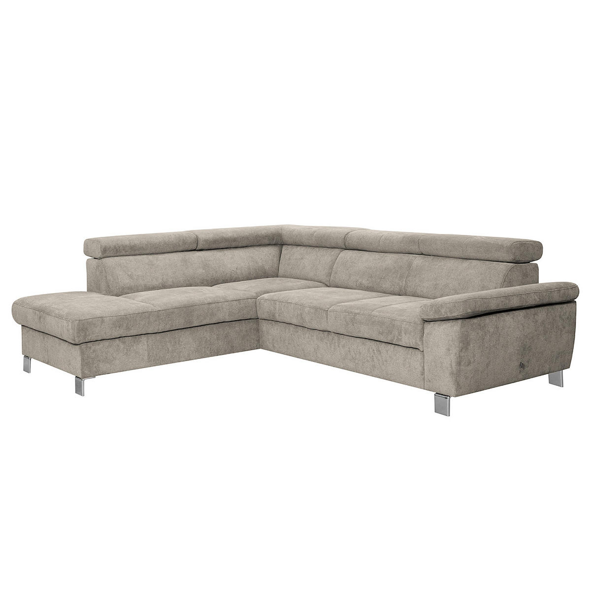 ECKSOFA Hellbraun Mikrofaser  - Chromfarben/Hellbraun, Design, Textil/Metall (208/248cm) - Livetastic