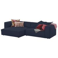 ECKSOFA in Echtleder Blau  - Blau/Schwarz, Modern, Leder/Kunststoff (164/300cm) - W.Schillig