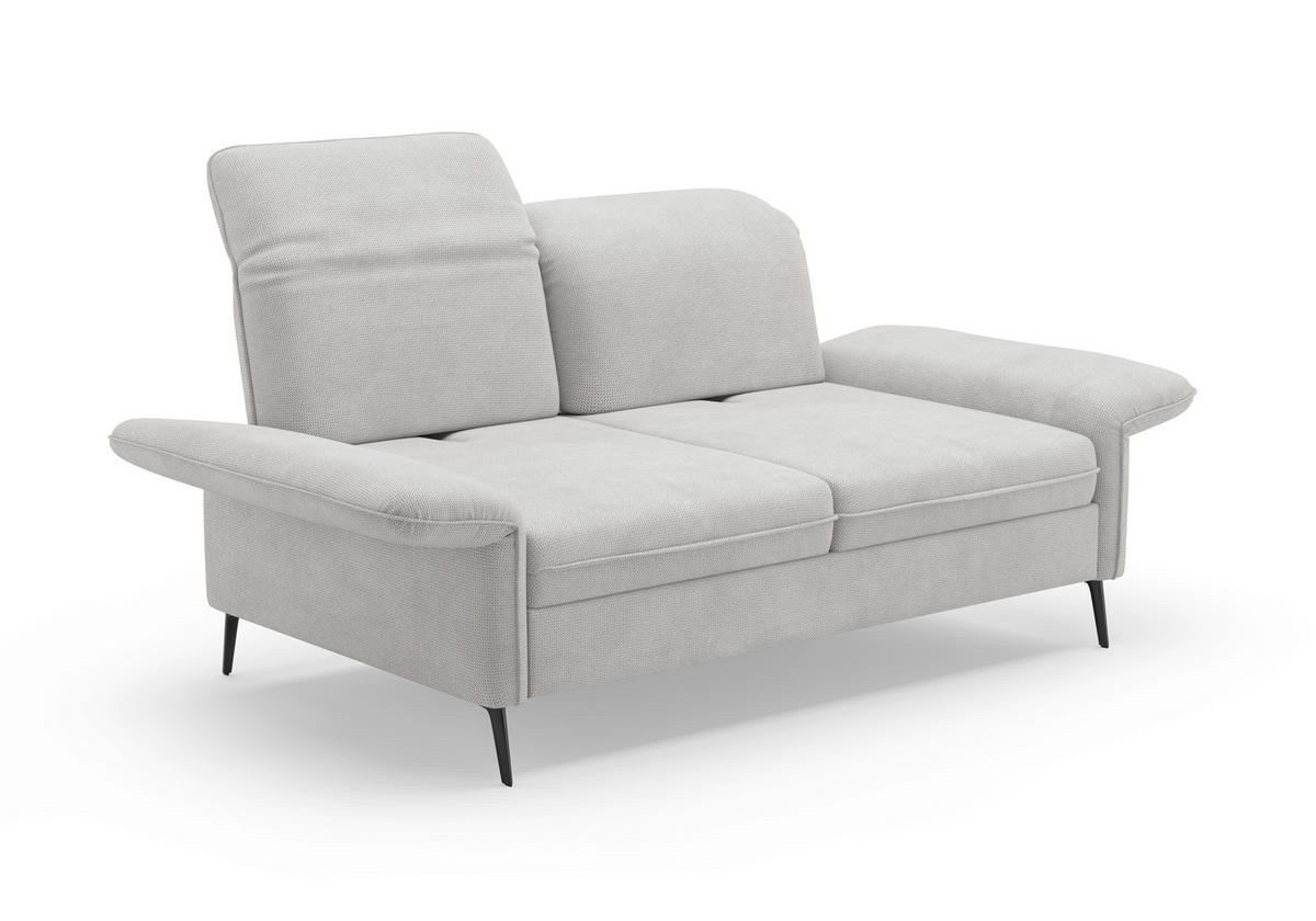 3-SITZER-SOFA in Flachgewebe Silberfarben  - Silberfarben/Schwarz, Konventionell, Textil/Metall (199/92/123cm) - Sit & More