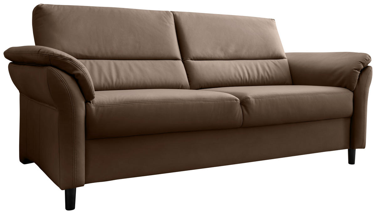 3-SITZER-SOFA Lederlook Braun  - Schwarz/Braun, MODERN, Holz/Textil (192/90/89cm) - Livetastic