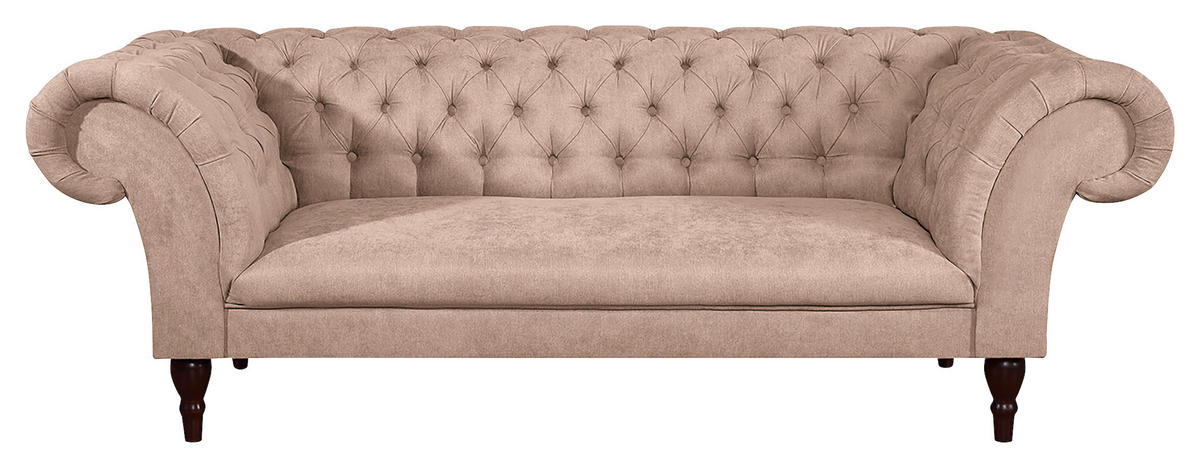 3-SITZER-SOFA in Mikrofaser Rosa  - Braun/Rosa, Design, Holz/Textil (232/79/97cm) - Livetastic