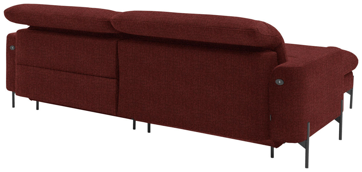 ECKSOFA in Flachgewebe Rot  - Rot/Schwarz, Design, Textil/Metall (191/252cm) - Dieter Knoll