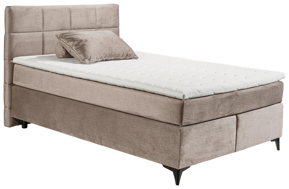 BOXSPRINGBETT 140/200 cm  in Creme  - Creme/Schwarz, Design, Holzwerkstoff/Kunststoff (140/200cm) - Xora