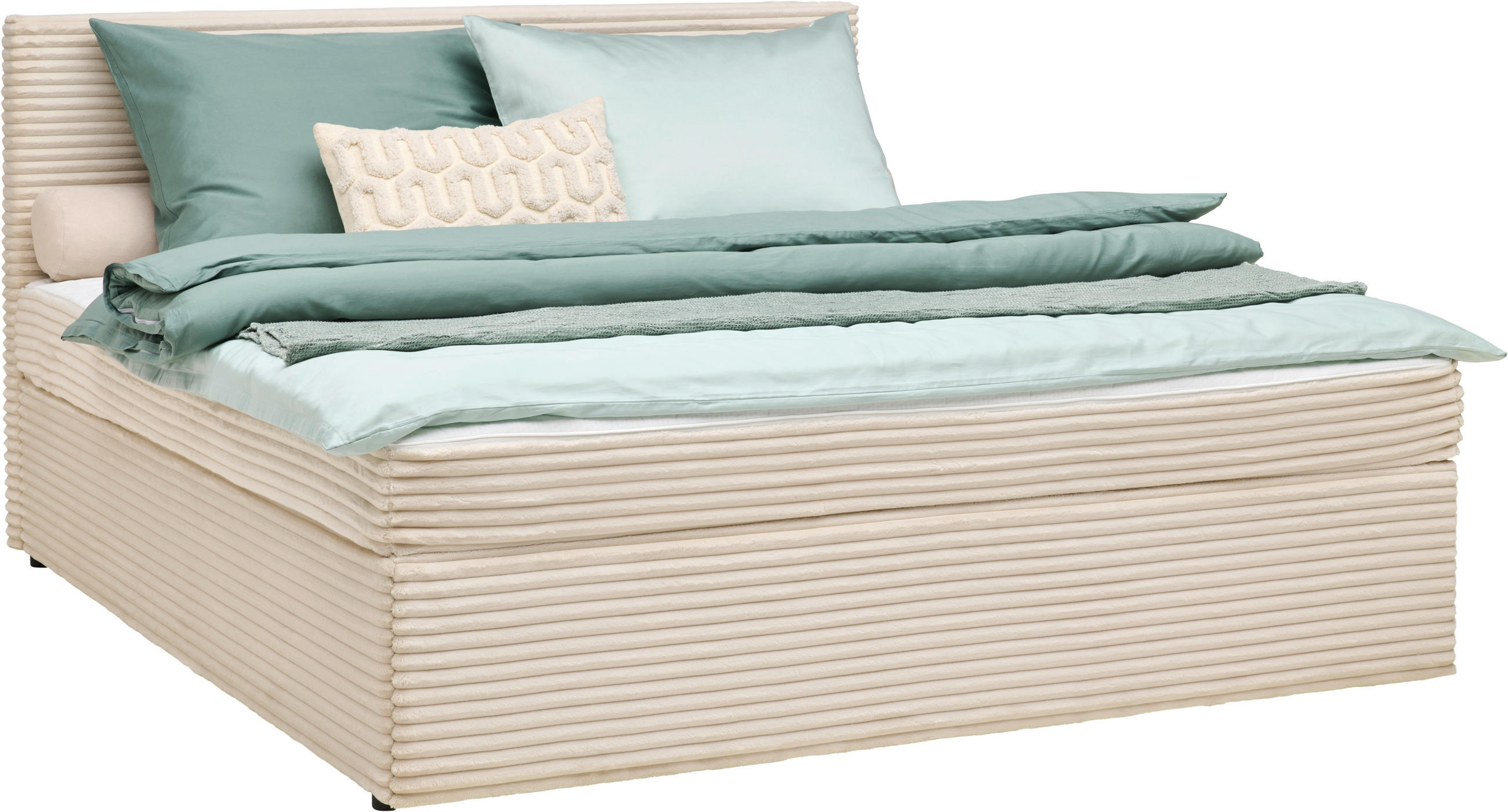 BOXBETT 200/200 cm,  in Beige,  - Beige, MODERN, Holz/Textil (200/200cm) - MID.YOU