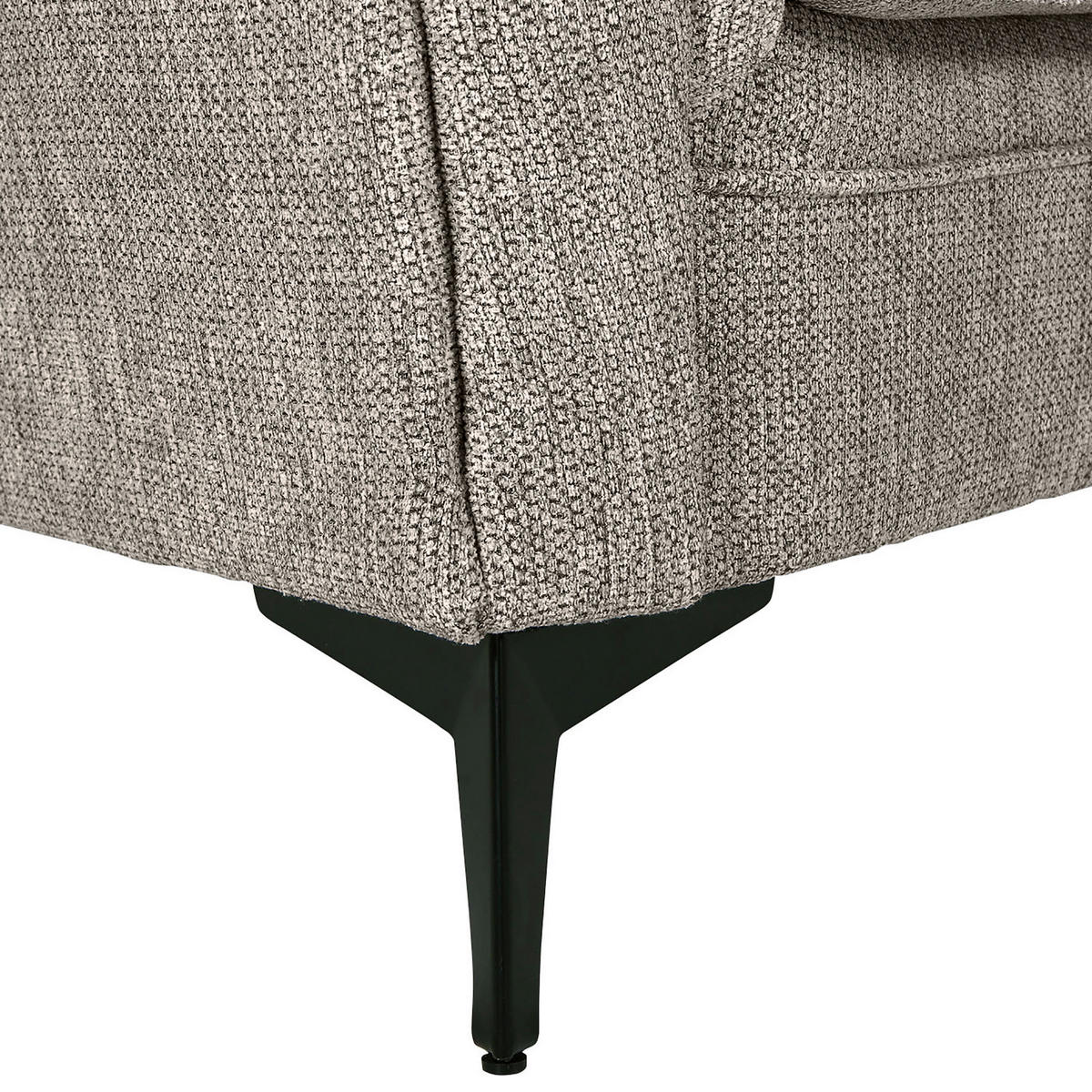MEGASOFA Chenille Graubraun  - Graubraun/Schwarz, ROMANTIK / LANDHAUS, Textil/Metall (273/50/79/125cm) - Landscape