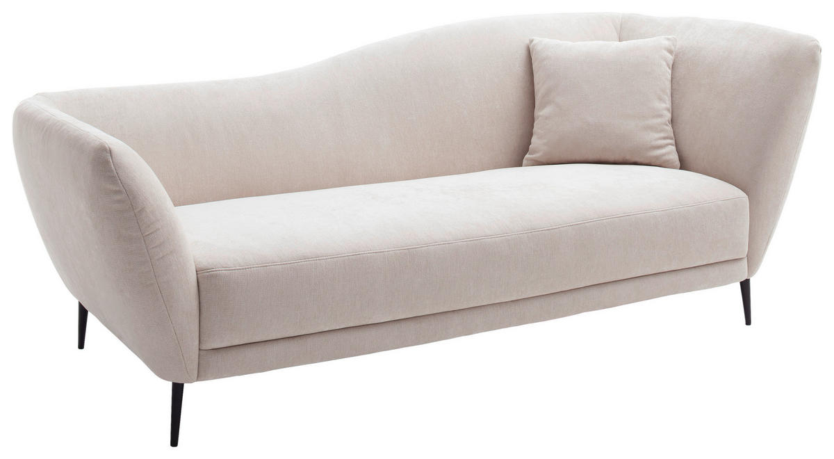 RÉCAMIERE Naturfarben Chenille Zierkissen, Rücken echt  - Schwarz/Naturfarben, KONVENTIONELL, Textil/Metall (224/70/97cm) - Hom`in