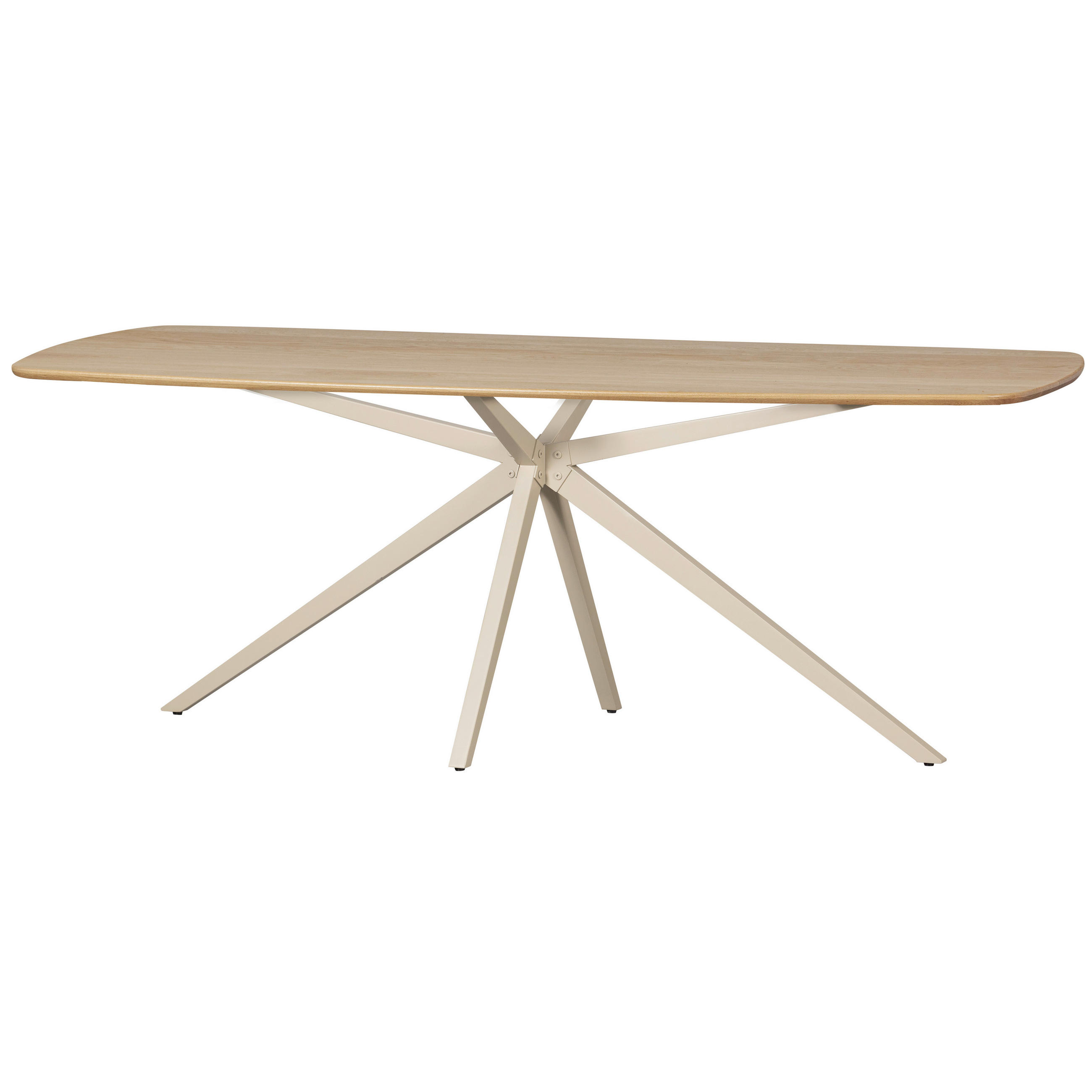 ESSTISCH 220/100/76 cm Echtholz  Holz, Metall oval Eichefarben  - Eichefarben/Beige, MODERN, Holz/Metall (220/100/76cm) - Livetastic