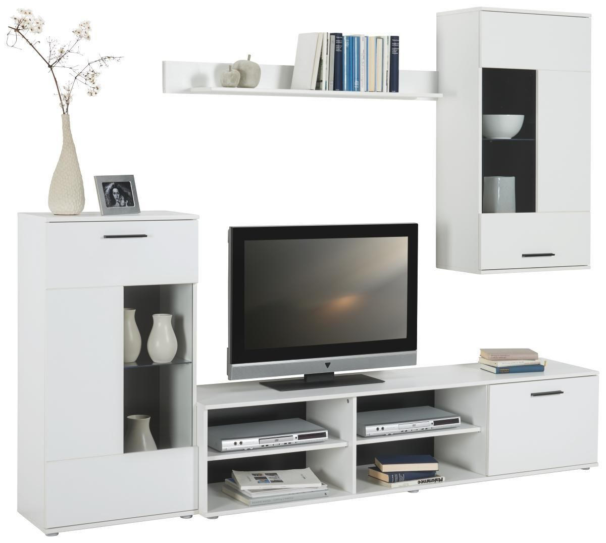 REGAL ZA DNEVNI BORAVAK bela   - bela/antracit, Dizajnerski, staklo/drvo (230/185/38cm) - Carryhome