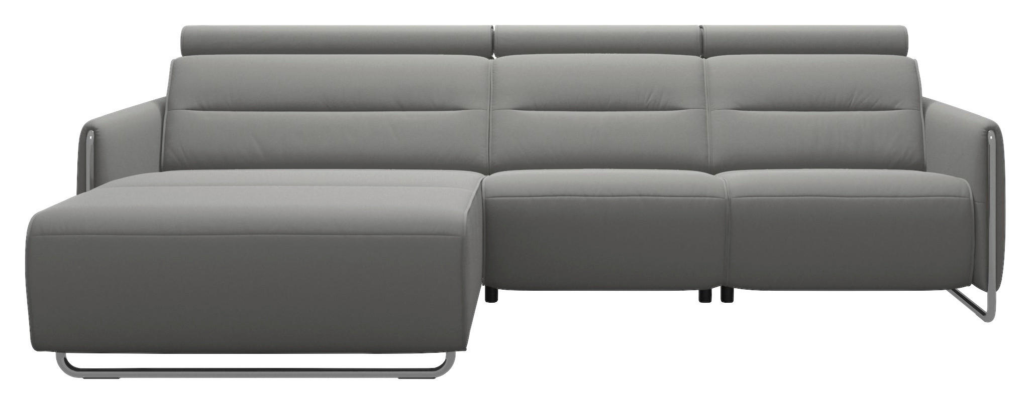 WOHNLANDSCHAFT Grau Echtleder  - Schwarz/Grau, Design, Leder/Metall (184/284cm) - Stressless
