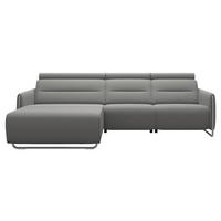 WOHNLANDSCHAFT Grau Echtleder  - Schwarz/Grau, Design, Leder/Metall (184/284cm) - Stressless