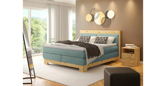 BOXSPRINGBETT 180/200 cm  in Mintgrün  - Mintgrün, Natur, Holz/Textil (180/200cm) - Linea Natura