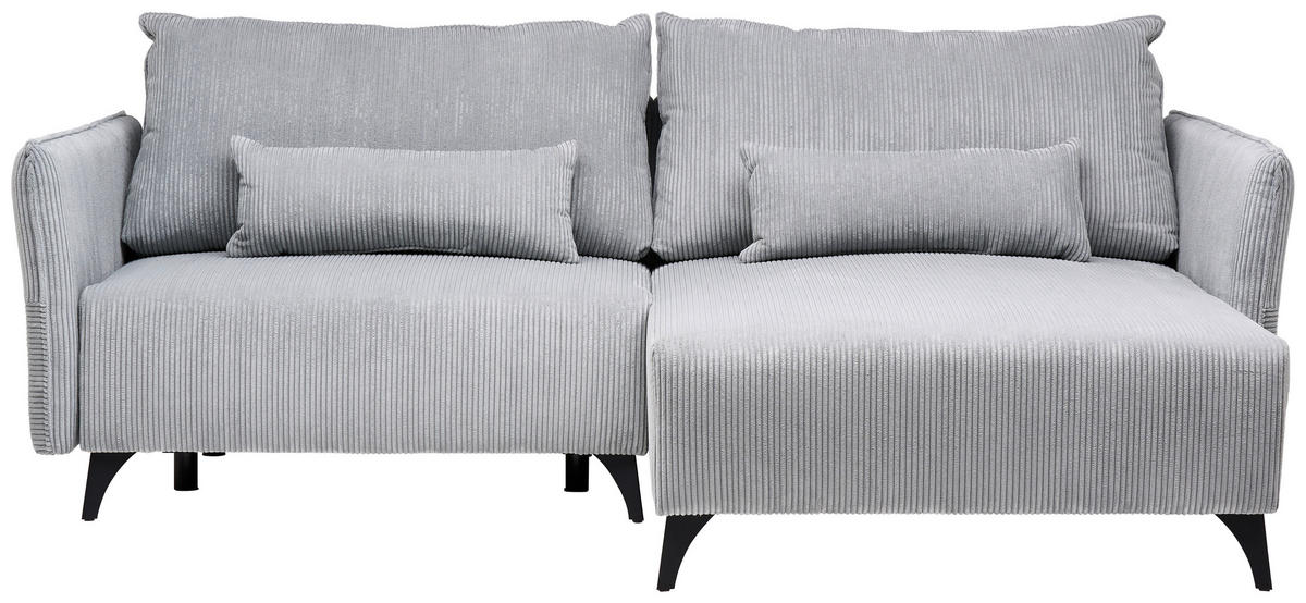 ECKSOFA Grau Cord  - Schwarz/Grau, Design, Textil/Metall (254/175cm) - Stylife