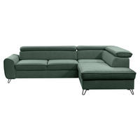 ECKSOFA in Flachgewebe Waldgrün  - Waldgrün/Schwarz, Design, Textil/Metall (250/200cm) - Stylife