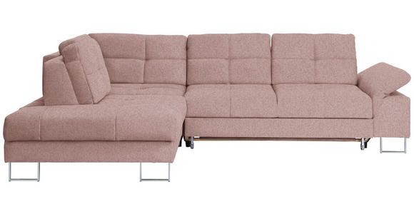 ECKSOFA inkl.Funktionen Rosa Flachgewebe  - Rosa, Design, Textil/Metall (229/296cm) - Novel