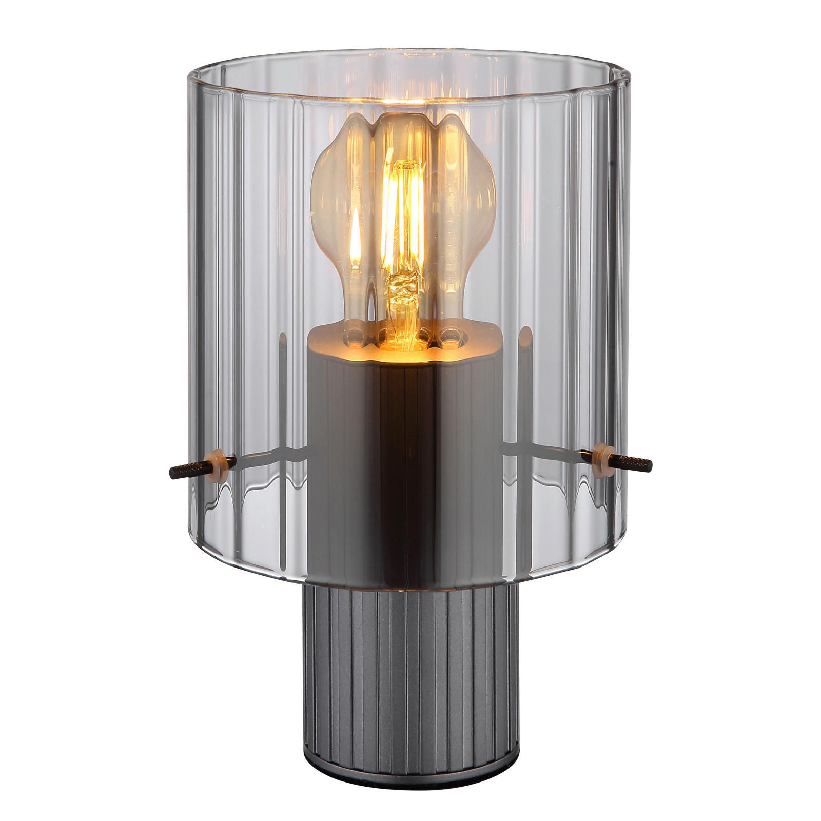 STOLNÍ LAMPA, E27, 14/22 cm  - tmavě šedá, Design, kov/sklo (14/22cm) - Globo