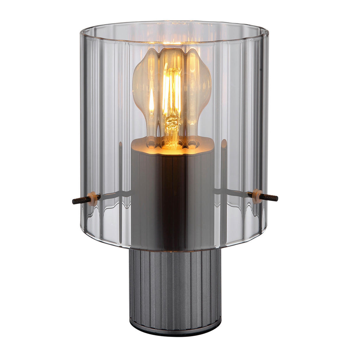 TISCHLEUCHTE - Dunkelgrau, Design, Glas/Metall (14/22cm) - Globo