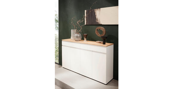 SIDEBOARD 180/102/41 cm in Weiß - Eichefarben/Silberfarben, Design, Holz/Holzwerkstoff (180/102/41cm) - Dieter Knoll