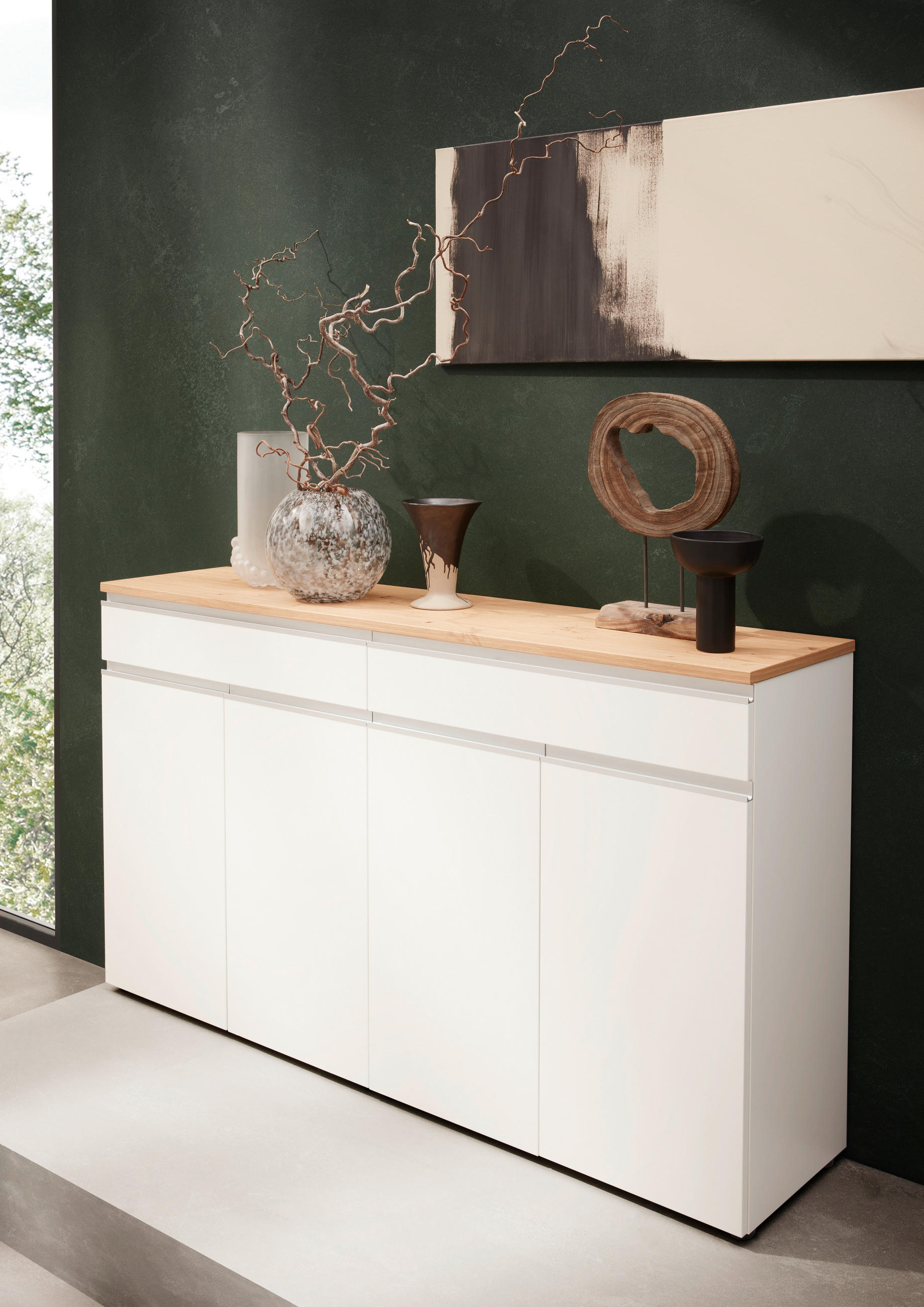 SIDEBOARD 180/102/41 cm  in Weiß  - Eichefarben/Silberfarben, Design, Holz/Holzwerkstoff (180/102/41cm) - Dieter Knoll