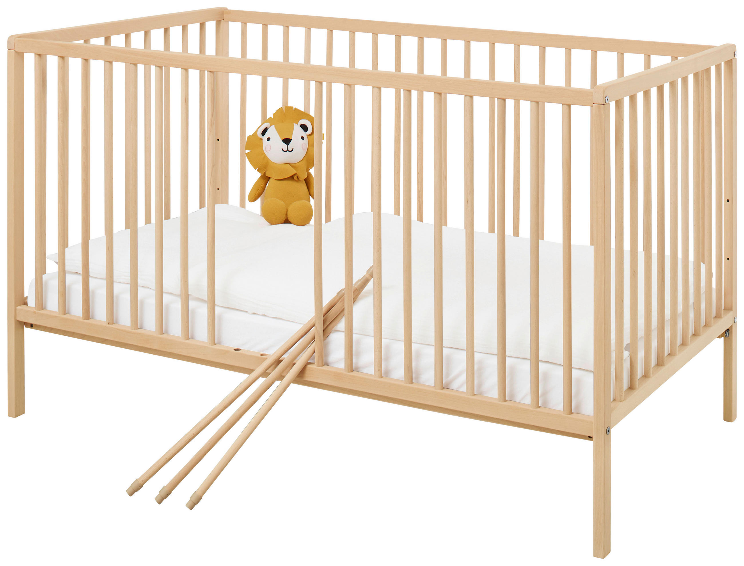 GITTERBETT PINOLINO HANNA 144/75/85 cm  - Buchefarben, Natur, Holz (144/75/85cm) - Pinolino