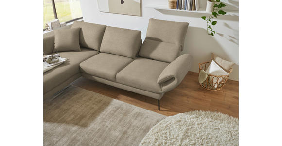 ECKSOFA  in Flachgewebe Hellbraun  175-224/255-365 cm  - Hellbraun/Schwarz, Design, Textil/Metall (175-224/255-365cm) - Dieter Knoll