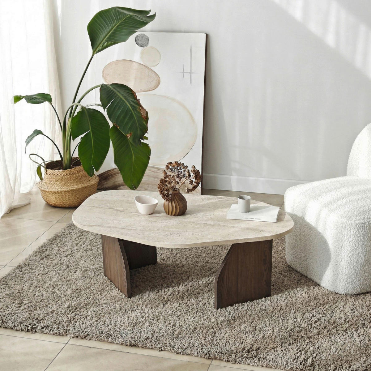 COUCHTISCH Beige, Walnussfarben  - Beige/Walnussfarben, MODERN, Holzwerkstoff (100/35/60cm) - MID.YOU