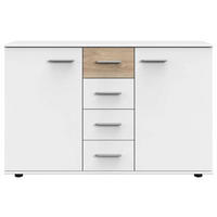 SIDEBOARD 130/83/41 cm  in Weiss, Eichefarben, Hickory  - Weiss/Eichefarben, Konventionell, Holzwerkstoff/Kunststoff (130/83/41cm) - Carryhome