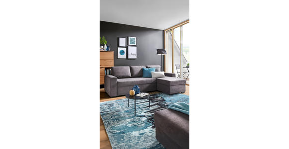 ECKSOFA inkl.Funktionen Dunkelgrau Webstoff - Dunkelgrau/Schwarz, Design, Textil (245/160cm) - Xora