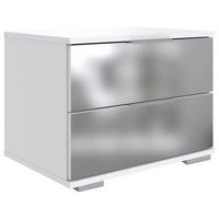 NACHTSCHRANK 52/40/38 cm, Weiß,  - Alufarben/Weiß, Design, Glas/Holzwerkstoff (52/40/38cm) - Livetastic